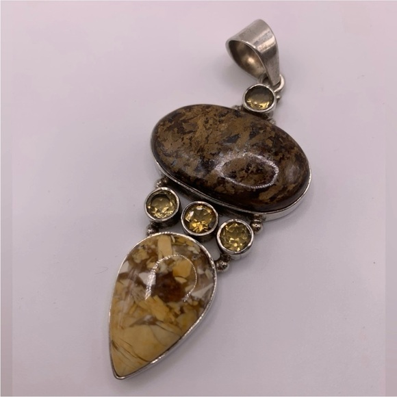 925 Sterling Silver And Jasper Pendant. Stamped. - Picture 7 of 7